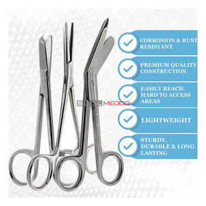 Tijeras de sutura manuales de 5.5/4.5 pulgadas y juego de instrumentos quirúrgicos hemostáticos de acero inoxidable marca SIGAL MEDCO con certificación CE - Product Image 6