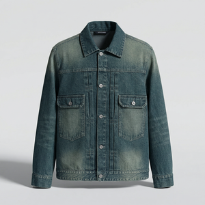 Veste en jean décontractée pour homme 100 % coton délavé à la pierre, fermeture boutonnée, coupe classique, pour l'hiver, commande en gros - Product Image 1