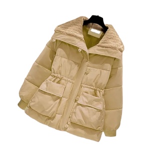 Nueva chaqueta acolchada de algodón de invierno para mujer, Parka corta coreana con cuello levantado, forro de nailon, Abrigo acolchado de pan grueso impreso Technics - Product Image 1