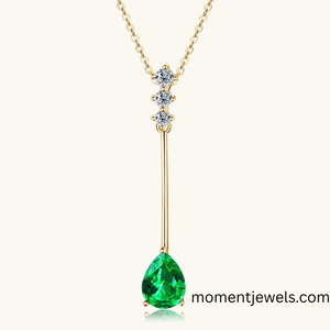 Elegant Water Droplets 925 Sterling Silver Necklace Luxury May Birthstone <b>Emerald</b> <b>Pendant</b> Necklaces Silver Cable Chain New Style - Product Image 2