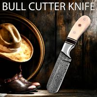 Couteaux de cowboy OEM pas chers avec étui en cuir - Couteau de boucher J2 en acier fait main de 8 pouces, couteau de survie en plein air