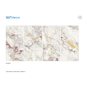 Collection de marbre blanc de luxe POTROS avec veinage doré et rouge, carrelage en porcelaine de marbre blanc POTROS 600x1200mm, luxe doré premium - Product Image 1