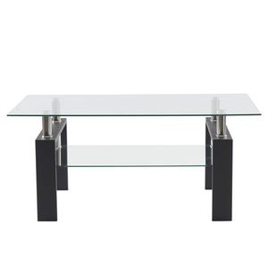 Two-Tier Arc Shaped Tempered Glass Coffee Table - Product Image 2