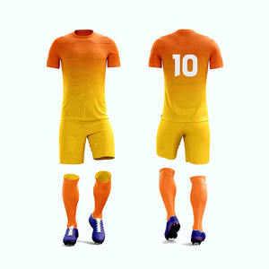 Conjunto de Uniforme de Fútbol Personalizado Naranja y Amarillo, Impresión por Serigrafía, Ligero, 100% Poliéster, Ropa Deportiva para Hombre Adulto - Product Image 2