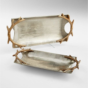 Assiette en aluminium en forme de feuille, finition dorée, pour service de table, vente en gros, vaisselle de mariage, plats à collations - Product Image 4