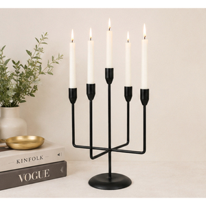 Wholesale <b>Black</b> Metal <b>Candelabra</b> 5-Arm Taper Candle Holder Stand for Modern Wedding Centerpiece and Hotel Tabletop Home Decor - Product Image 4