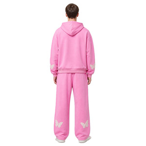 Ensemble de sweats à capuche et pantalons en coton pour hommes, style Y2K Hip Hop, avec broderie personnalisée, coupe oversize décontractée, fermeture éclair, fournisseur OEM - Product Image 4