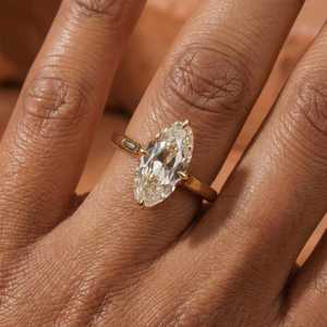 Anillo Solitario de Diamante Premium Corte Moval de Mina Antigua, Cultivado en Laboratorio, 2.02CT, Certificado IGI, con Oro Sólido de 18K, Anillo de Compromiso para Mujer, para Novia - Product Image 4