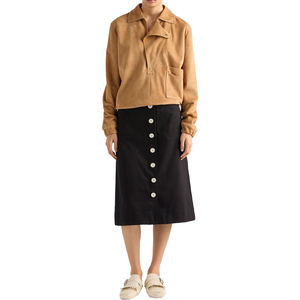 Women's Honey <b>Suede</b> Blouson <b>Jacket</b> Luxury Vintage Lambskin Outerwear OEM Private Label Custom leather top Manufacturer - Product Image 6