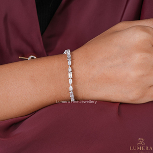 Pulsera de Diamantes con Corte Baguette, Pera y Ovalado Personalizada para Mujer, Certificada por IGI, Chapada en Rodio y Oro, Joyería de Lujo - Product Image 5