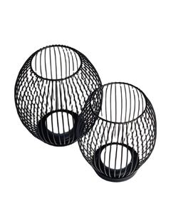 Faroles rústicos de madera y hierro negro - Product Image 1