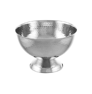 Bol mélangeur en acier inoxydable martelé sur piétement, bols à fruits pour présentation sur comptoir de cuisine, antidérapants, bols de service de qualité alimentaire - Product Image 1