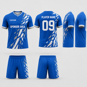 เสื้อฟุตบอลแขนสั้นพิมพ์ลายแบบซับลิเมชั่นตามสั่ง เนื้อผ้าโพลีเอสเตอร์ 100% ระบายอากาศได้ดี เทคโนโลยีดูดซับความชื้น รับผลิตแบบ OEM สำหรับสโมสร - Product Image 3