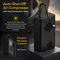 Compresseur d'air numérique portable pour pneus avec lumière LED d'urgence et arrêt automatique pour voiture, SUV, moto, vélo