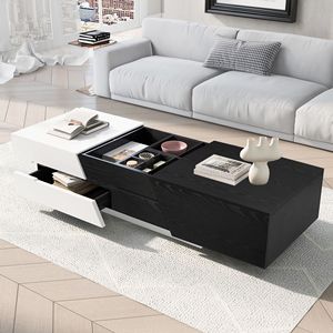 Modern Extendable Sliding Top <b>Coffee</b> <b>Table</b> with Storage Contemporary Furniture for Home Use - Product Image 6