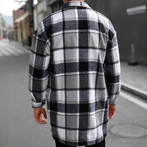 เสื้อเชิ้ตเดรสแขนยาวผู้ชายคุณภาพสูง ผ้าแฟลนเนลสีพื้น คอตั้ง ทรงทางการ ผ้าฝ้าย 100% บุซับในแบบควิลท์ - Product Image 6