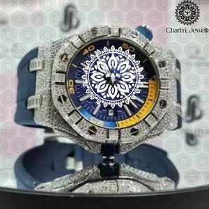 Charm Jewells Montre de luxe en acier inoxydable pour hommes, cadran de 40 mm, verre cristal, bracelet en acier inoxydable, mouvement mécanique, date automatique - Product Image 1