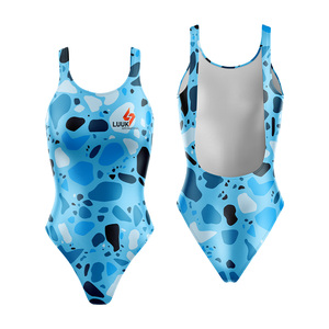 Luuk International Maillot de bain une pièce pour femme, imprimé abstrait bleu, séchage rapide, en spandex et polyester - Product Image 1