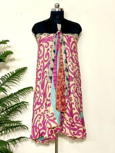Falda Cruzada de Seda Reciclada con Estampado Floral Bohemio y Vestido Casual Reversible |   Talla única |   Cinturón con detalle de cintura natural - Product Image 4