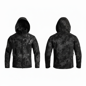 Veste à capuche camouflage en softshell sur mesure, fermeture éclair intégrale, coupe-vent, design personnalisé, manteau léger à capuche - Product Image 2