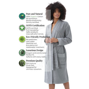 Peignoir Élégant et Confortable pour Femme en Polaire Douce, Idéal pour la Détente Quotidienne à la Maison, Qualité Supérieure, Printemps Été Automne, 100% Coton - Product Image 3