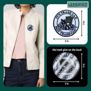 Parche de Lona Bordado Circular con Diseño de Mapache y Contenedor de Basura, Aplique Termoadhesivo para Sombreros y Bolsos - Product Image 4
