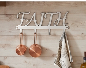 Premium Metal Faith Design Wall Hanging <b>Hooks</b> Wooden Finished Perfect For Charming Home Decor Elegant Functional Accent - Product Image 6