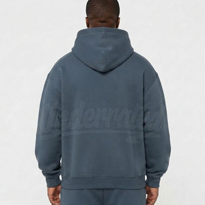 Pulls à capuche en coton pour hommes, coupe oversize, silhouette large, manches longues, style décontracté urbain, fournisseur d'impression personnalisée - Product Image 2
