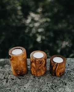 Juego de Portavelas de Madera Natural con Forma de Árbol, Decoración Navideña para Mesa, Estilo Nórdico Moderno - Product Image 1