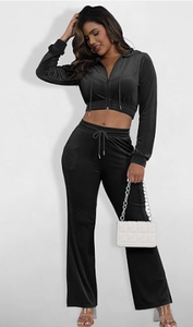 Ensemble de survêtement évasé personnalisé pour femme, taille haute, tenue de sport deux pièces, fabricant de vêtements de fitness - Product Image 4