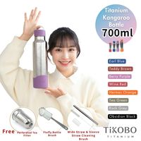 [TiKOBO] Bouteille Kangourou 2ème Génération 700ml à Double Paroi Isolée sous Vide Anti-Fuite Sans BPA en Titane Pur pour Voyage
