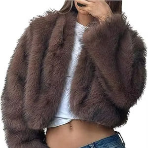 Veste bomber courte de luxe pour femme en duvet de canard blanc et fourrure de renard, manteau d'hiver court en laine, qualité supérieure, OEM, marque privée - Product Image 1