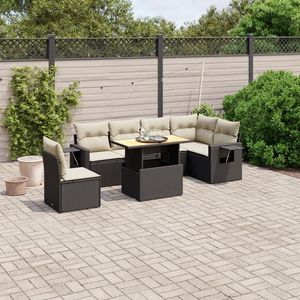 Conjunto de Sofá de Jardín con Reposabrazos Ajustables Grandes en Ratán Sintético Negro, Muebles de Exterior Cómodos - Product Image 1