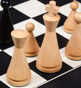 Juego de piezas de ajedrez clásicas de la serie Vintage del siglo XIX, en forma de cono, de madera de abeto ebonizado y madera natural, con un rey de 4.09 pulgadas, al mejor precio. - Product Image 3