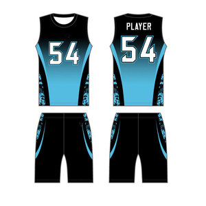 Uniforme de football américain pour adultes OEM, ensemble maillot et short pour hommes, confortable, numéro de joueur 54, noir et bleu, respirant, haute qualité - Product Image 1