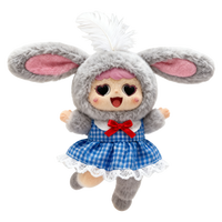Porte-clés Lapin en Peluche Thème Carotte Orange avec Robe à Pois Vert et Nœud Rouge, Poupée Mignonne Qui Cligne de l'Œil, Breloque de Sac pour Enfants, Cadeau de Pâques