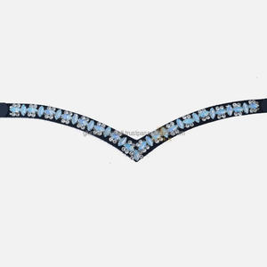 Superventas estilo caliente cristales grandes mega Bling V forma de cuero genuino frente de caballo banda para brida - Product Image 3