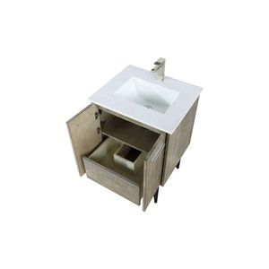 Rustic Acacia <b>Bath</b> Vanity 24 In. W X 20 In. D White Quartz Top <b>Brushed</b> Nickel Faucet Set 20 In. D White Quartz Top <b>Brushed</b> - Product Image 5