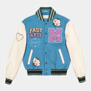 Veste universitaire en toile brodée sur mesure, 100 % coton, coupe-vent et respirante, pour le baseball et l'hiver – Vente en gros - Product Image 3