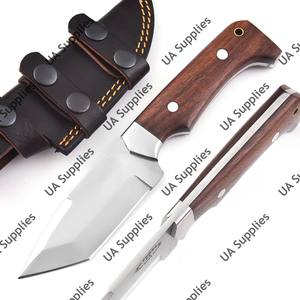 Couteau Skinner EDC en acier inoxydable OEM/ODM, pointe tombante, manche en bois de rose, ultra-affûté, pour usage industriel/DIY, camping en extérieur, avec étui, faibles MOQ - Product Image 3