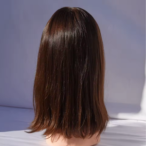 Perruque en cheveux humains brésiliens d'origine usine avec attache pré-collée, style noir 1b, pointes à cheveux coupés à la main - Product Image 5