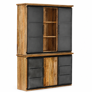 Manish Art Handicrafts Aparador Moderno de Lujo, Duradero, de Madera Maciza de Mango, con Puertas de Vidrio y Tiradores de Hierro, Mueble de Almacenamiento para el Hogar - Product Image 6