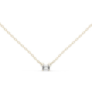 Pendentif en or jaune 14 carats avec émeraude et diamant rond cultivé en laboratoire pour femmes |   Vêtements de tous les jours |   Nouveau diamant cultivé - Product Image 3
