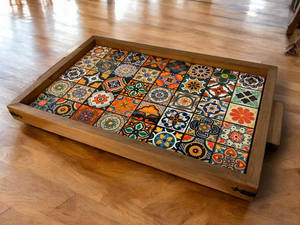 Plateau de service en bois en gros Plateau de service imprimé en émail de la meilleure qualité Taille personnalisée de Falak World Export - Product Image 2