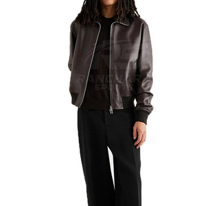 Blouson Bomber en Cuir Robuste pour Homme, Fermeture Éclair Frontale, Style Urbain, Finition Authentique, Chaleur et Confort - Product Image 2