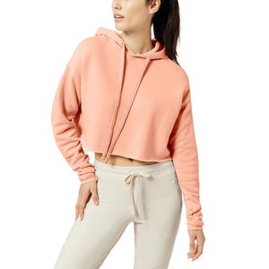 Wholesale High Quality Streetwear Women Zipper Hoodies Custom Crop <b>Top</b> Hoodie Custom Fabric Gym Crop <b>Top</b> Hoodies - Product Image 4