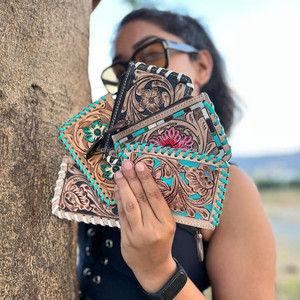 Nueva Mini Cartera de flores rosas de cuero mecanizada a mano, monedero pequeño con diseño Floral, cartera para niños para niñas, monedero para tarjetas de crédito - Product Image 5