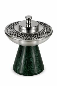 Brûleur d'encens Bakhoor artisanal écologique, base en résine, dessus en acier inoxydable, moderne, arabe, indien, aromatique - Product Image 6