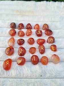 Juego de Runas de Cornalina Natural al por Mayor, Runas de Cristal Grabadas para Adivinación, Meditación y Sanación Espiritual - Product Image 1