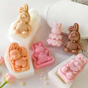 Animal Rabbit Easter Relief <b>Plane</b> Rabbit Aromatherapy Candle Gypsum Candle Silicone Mold - Product Image 1